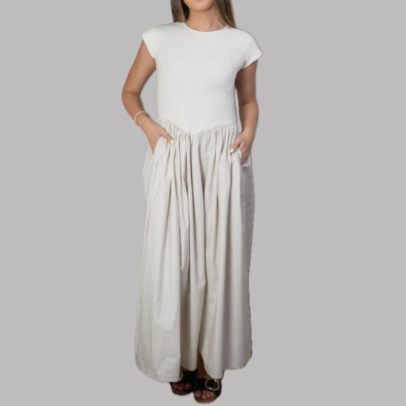 Miou Muse Ribbed Top Woven Skirt Combo Dress - Picture 1 of 2